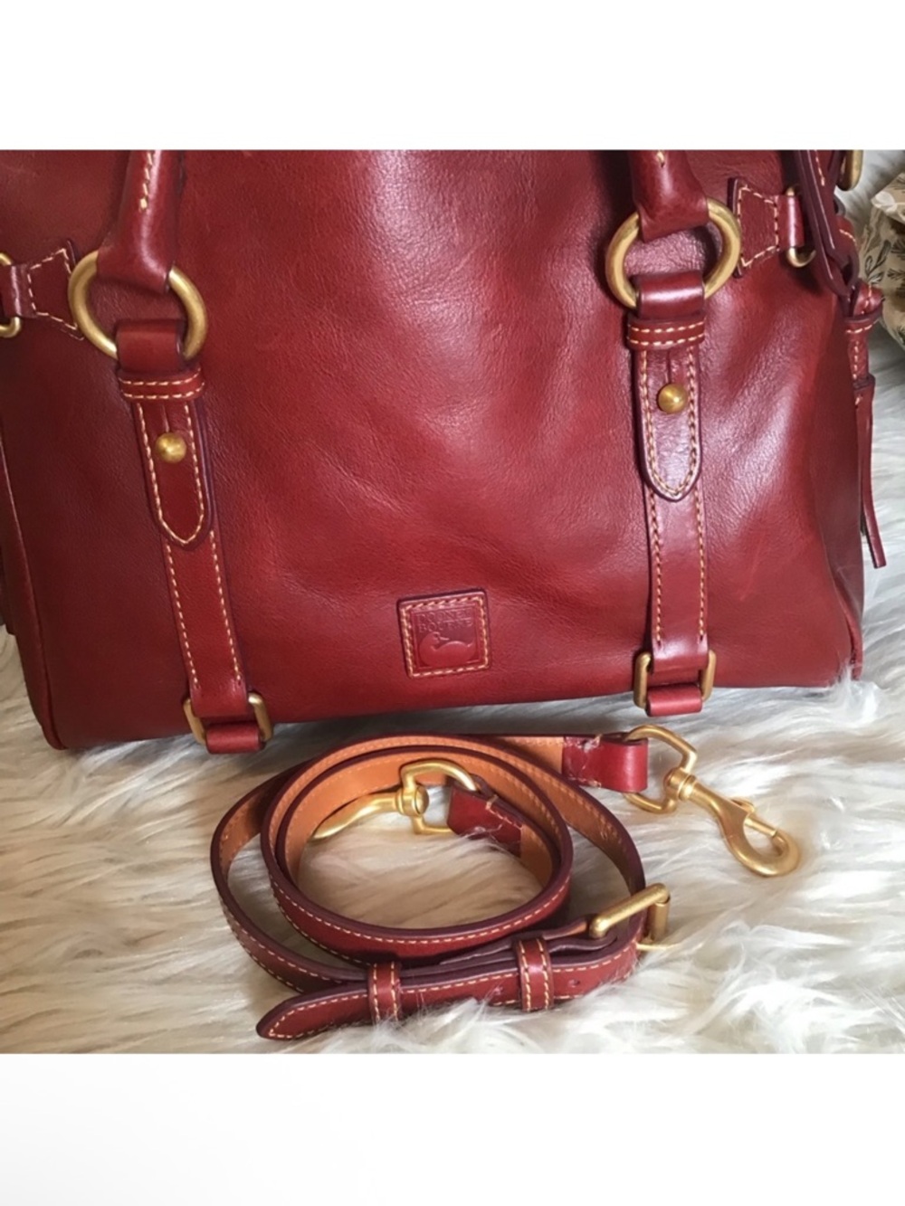 Dooney and Bourke Florentine Satchel in Bordeaux - Picture 3 of 16